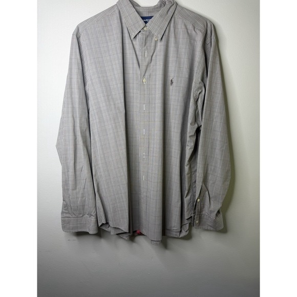 Ralph Lauren Golf Other - Ralph Lauren Golf XXL Button Down Long Sleeve‎ Gray Plaid Shirt Brown Pony Logo